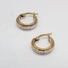 9ct Yellow Gold and White Gold Two Tone Patterned Hoops / Earrings