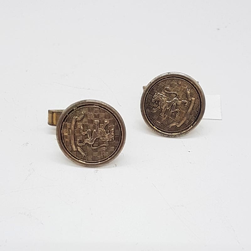 Plated Vintage Round Cufflinks - Coin Design