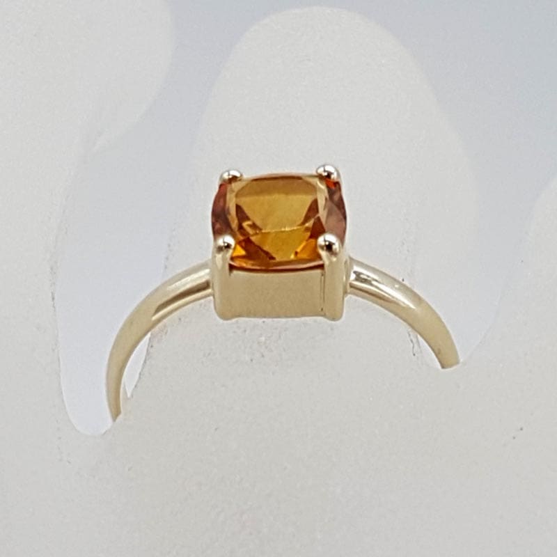 9ct Yellow Gold Citrine Square Claw Set Ring
