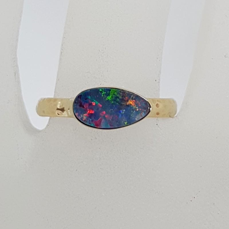 *SOLD* 9ct Yellow Gold Opal Sideways Bezel Set Ring