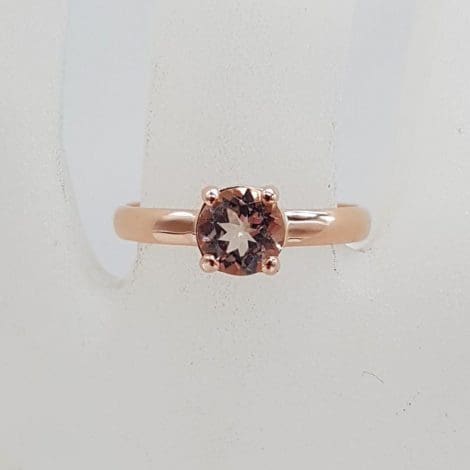 9ct Rose Gold Morganite Round Claw Set Teardrop / Pear Shape Ring