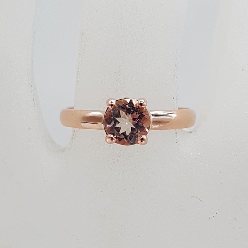 9ct Rose Gold Morganite Round Claw Set Teardrop / Pear Shape Ring