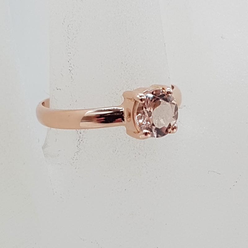 9ct Rose Gold Morganite Round Claw Set Ring