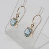 9ct Yellow Gold Square Blue Topaz Drop Earrings