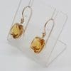 9ct Yellow Gold Citrine Square Drop Earrings