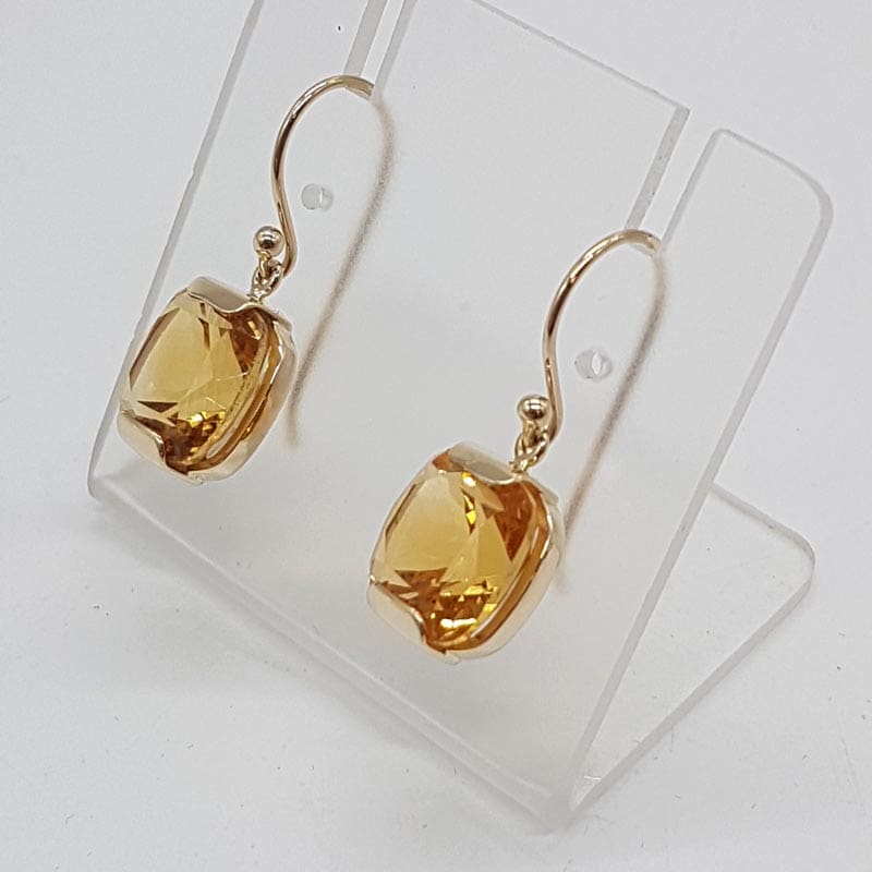 9ct Yellow Gold Citrine Square Drop Earrings
