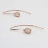 9ct Rose Gold Solid Opal White Bezel Set Long Drop Earrings