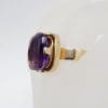 9ct Yellow Gold Amethyst Large and Heavy Square Ring - Antique / Vintage