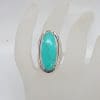 Sterling Silver Long Oval Turquoise Ring