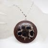 Sterling Silver Septarian Nodules / Dragon Stone Very Large Round Pendant on Silver Chain