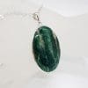 Sterling Silver Aventurine Oval Large Pendant on Silver Chain