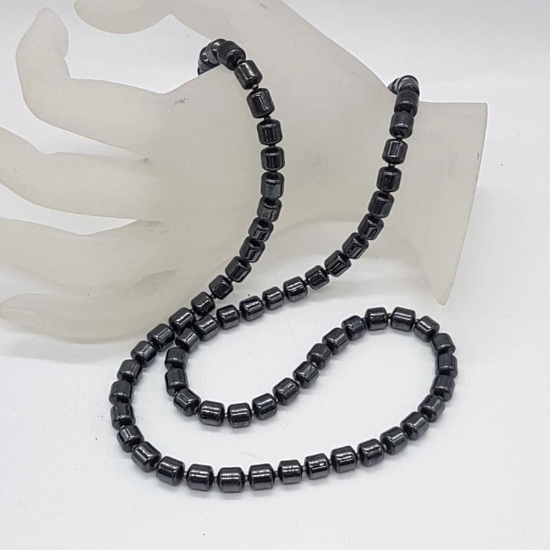 Iron Ore / Hematite Barrel Shape Bead Necklace