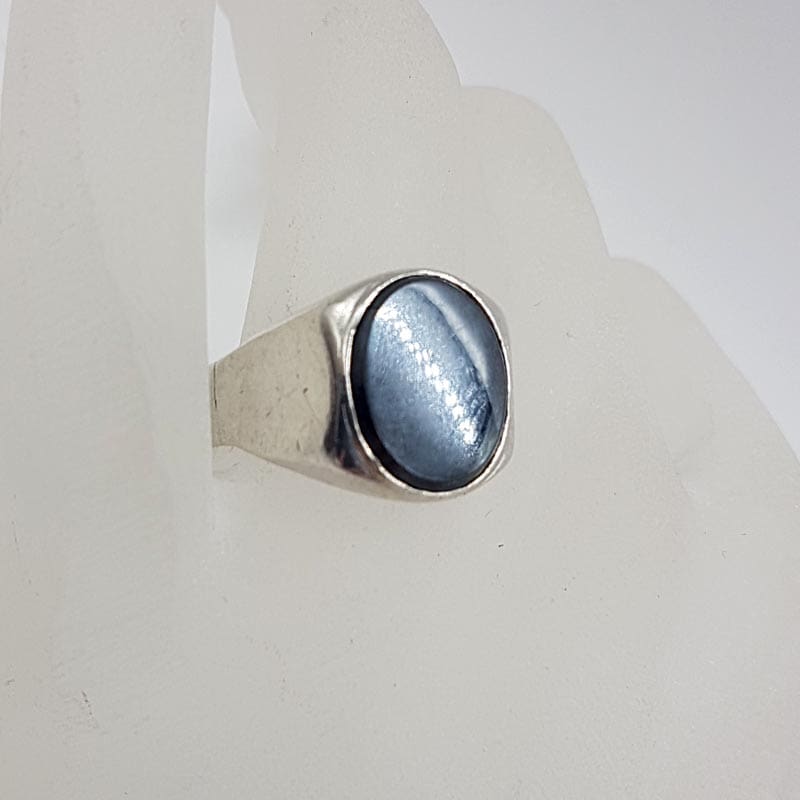 Sterlng Silver Oval Iron Ore Gents Ring - Antique / Vintage