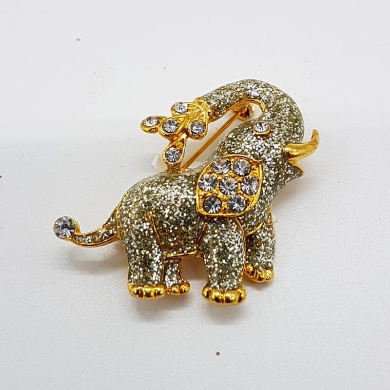 Plated Elephant Brooch – Vintage Costume Jewellery