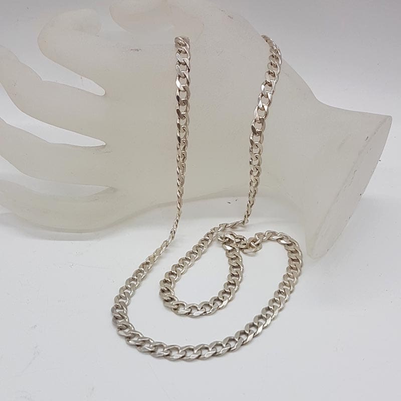Sterling Silver Flat Curb Link Necklace Chain Sterling Silver Flat Curb Link Necklace Chain