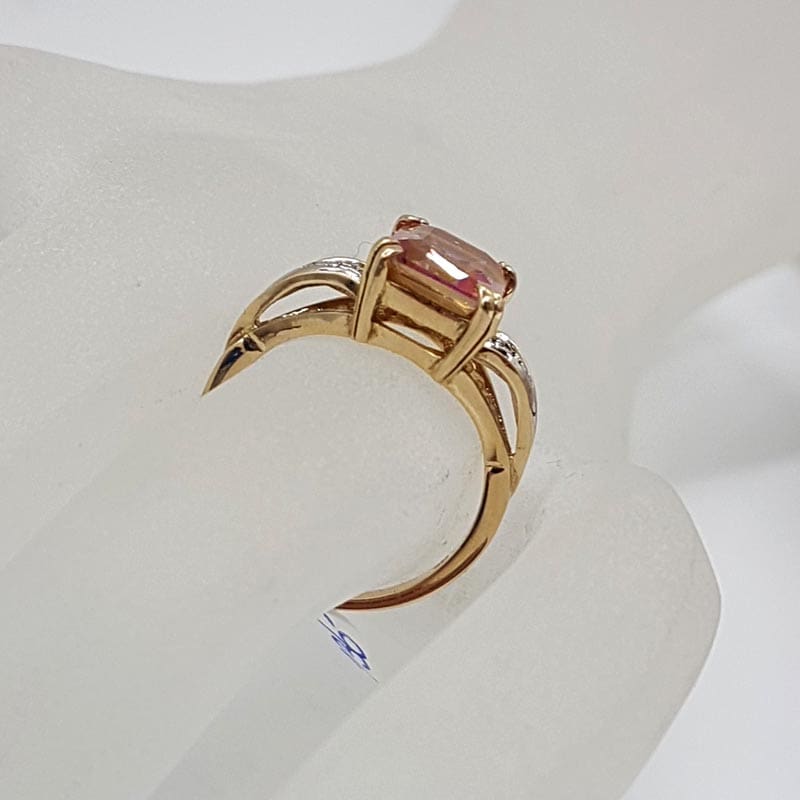 9ct Yellow Gold Rectangular Mystic Quartz / Mystic Topaz with Diamond Ring