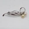Sterling Silver Two Pearl Swirl Brooch - Antique / Vintage