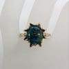 9ct Yellow Gold Oval Opal Triplet Large Ring - Antique / Vintage