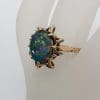 9ct Yellow Gold Oval Opal Triplet Large Ring - Antique / Vintage