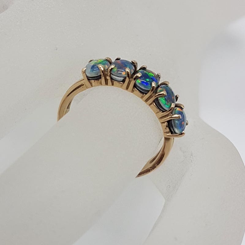 9ct Yellow Gold Opal Triplet Bridge Set Ring - Antique / Vintage