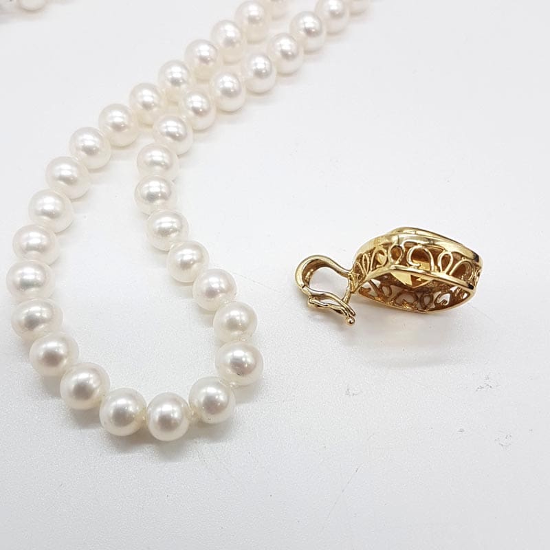 9ct Yellow Gold Square Citrine with Diamonds Enhancer Pendant on Pearl Necklace with Gold Clasp