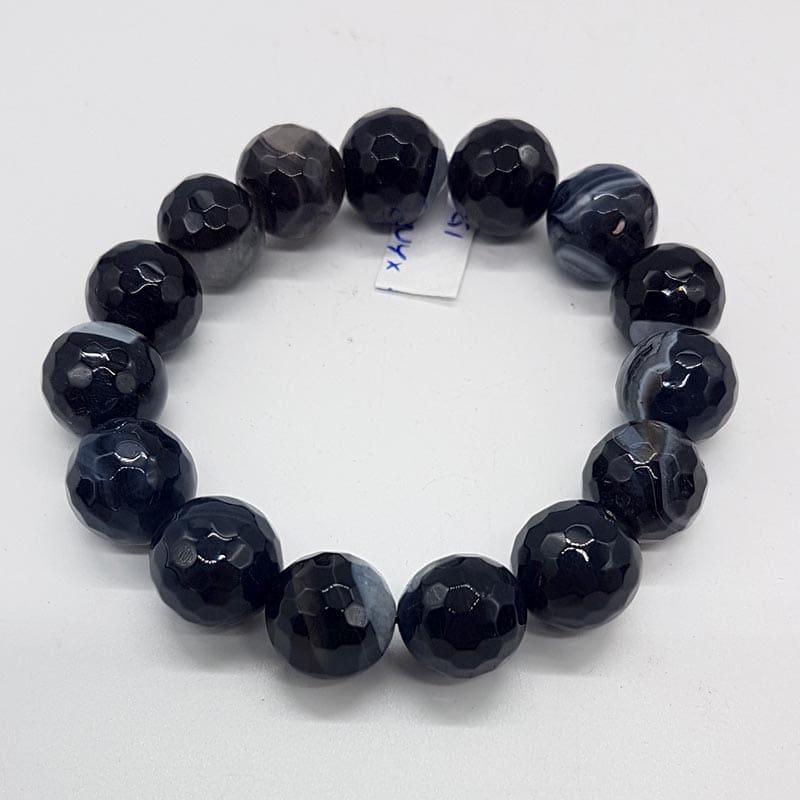 Black Agate Bead Elastic Bracelet