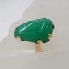 9ct Yellow Gold Chrysoprase / Australian Jade Very Large and Unusual Claw Set Statement Ring - Antique / Vintage