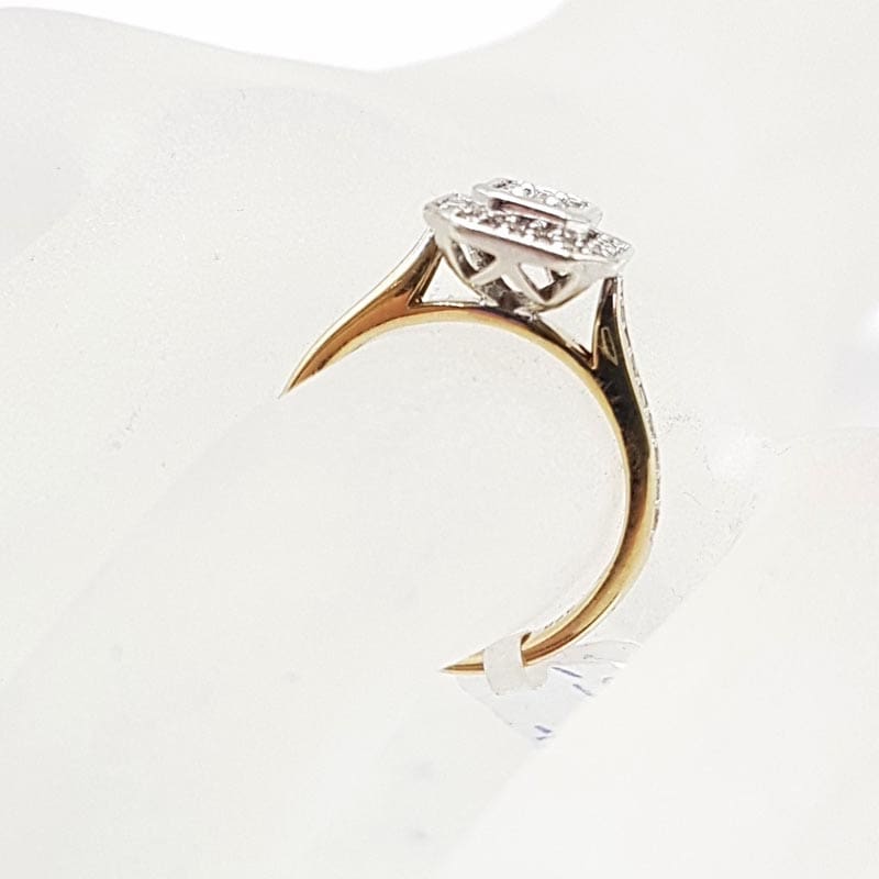 9ct Yellow Gold Diamonds Rectangular Cluster Ring