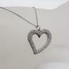 9ct White Gold Large Diamond Heart Pendant on Gold Chain