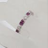 18ct White Gold Channel Set Natural Ruby and Diamond Ring - Wedding Ring / Eternity Ring / Dress Ring / Stackable Ring