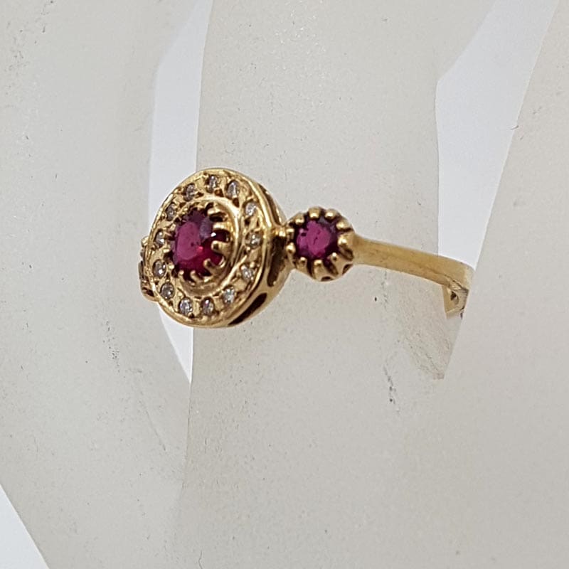 9ct Yellow Gold Natural Ruby with Diamond Round Ring