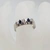 18ct White Gold Natural Sapphire and Diamond Ring - Wedding Ring / Eternity Ring / Wedding Band - Vintage / Antique