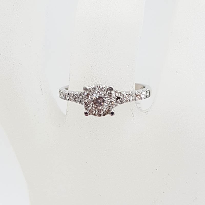9ct White Gold Round Diamond Cluster Ring - Engagement Ring