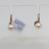 9ct White Gold Cultured Pearl Screw-On Earrings - Antique / Vintage