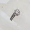 18ct White Gold Diamond Halo Design Round Engagement Ring and Wedding Ring Set
