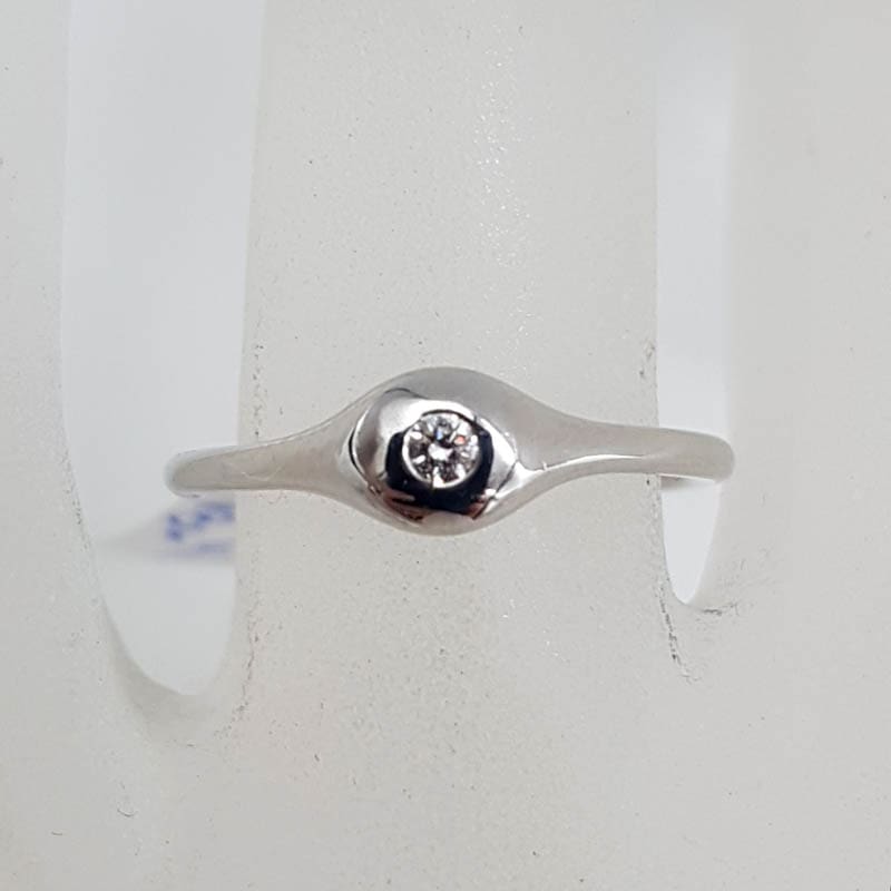 18ct White Gold Diamond Solitaire Flat Inset Diamond Ring - Retired Pandora - Engagement Ring / Dress Ring