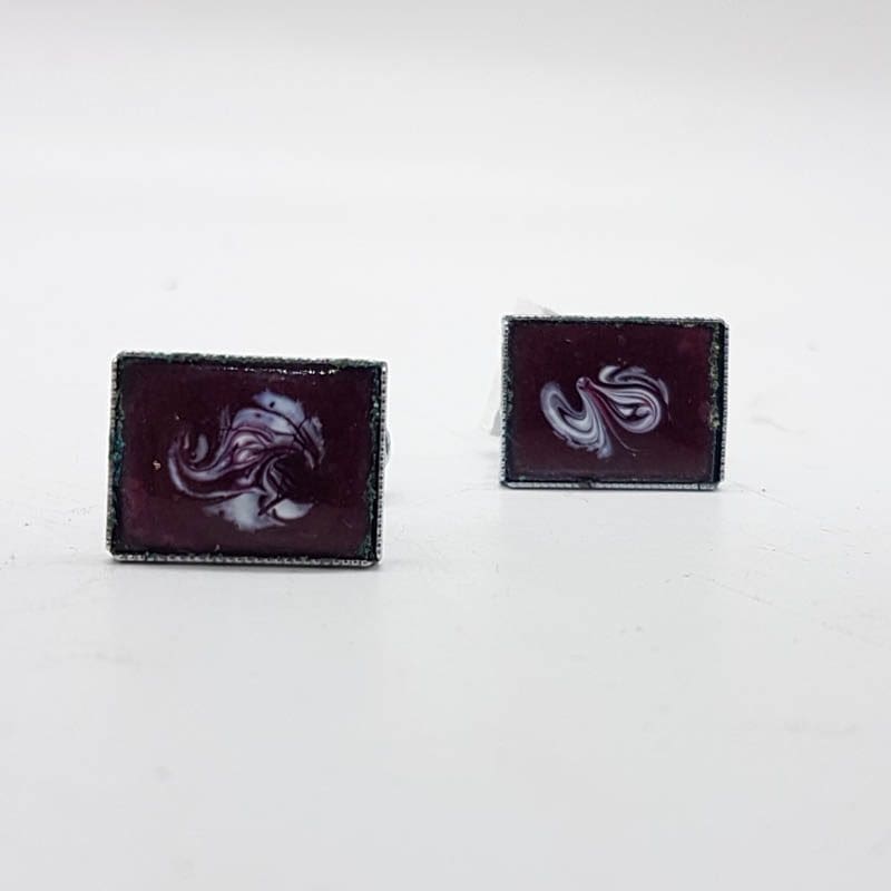 Plated Purple Enamel Rectangular Cufflinks