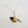Sterling Silver Natural Baltic Amber Tri-Coloured Bird Pendant on Silver Chain
