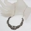 Sterling Silver Ornate Marcasite Collier Necklace / Chain - Vintage /Antique