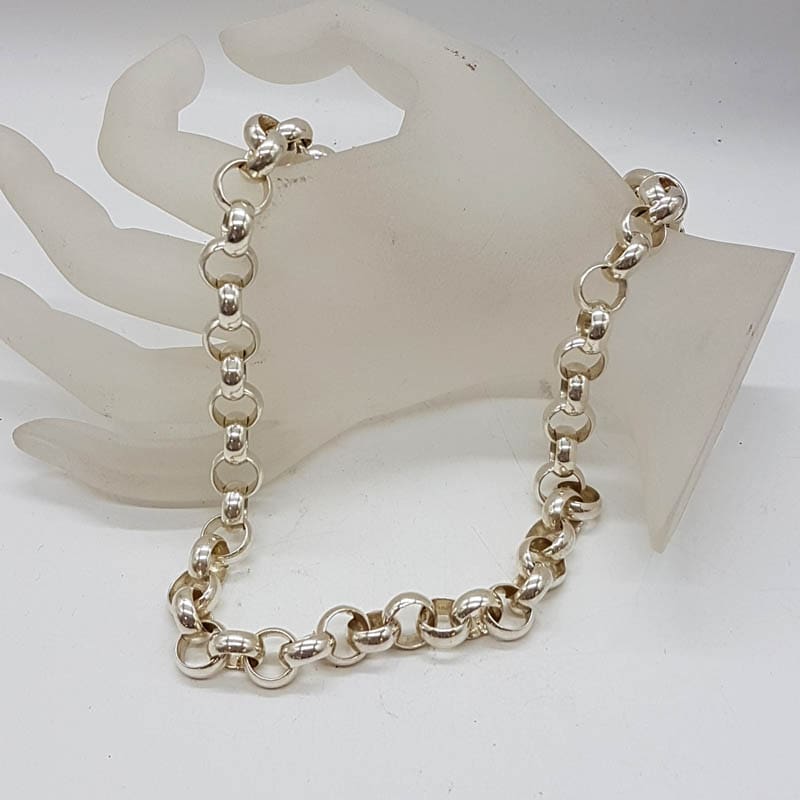 Sterling Silver Thick Belcher Link Necklace / Chain with Bolt Clasp
