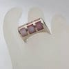 Sterling Silver Unusual Raised Pink Mother of Pearl Ring