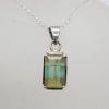 Sterling Silver Sterling Silver Rectangular Fluorite Pendant on Silver ChainFlourite Pendant on Silver Chain