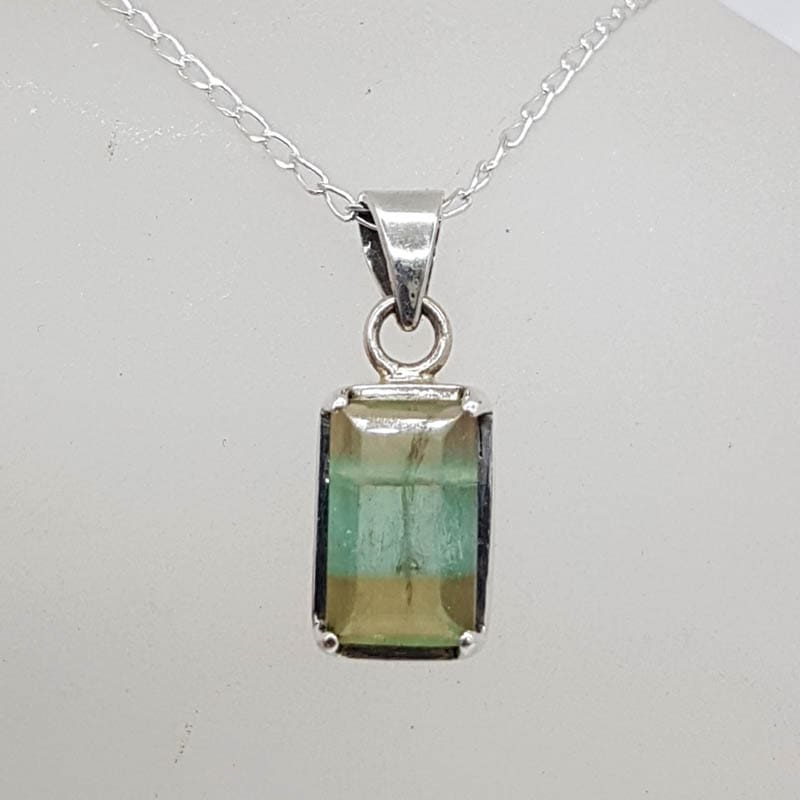 Sterling Silver Sterling Silver Rectangular Fluorite Pendant on Silver ChainFlourite Pendant on Silver Chain