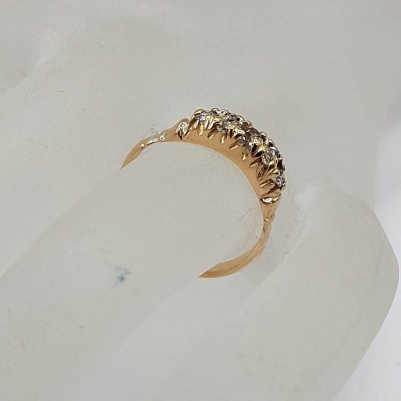 18ct Yellow Gold Five Diamond Bridge Set Ring - Antique / Vintage