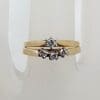 18ct Yellow Gold Diamond Solitaire Engagement Ring with 3 Diamond Half Round Wedding Ring = Ring Set - Vintage