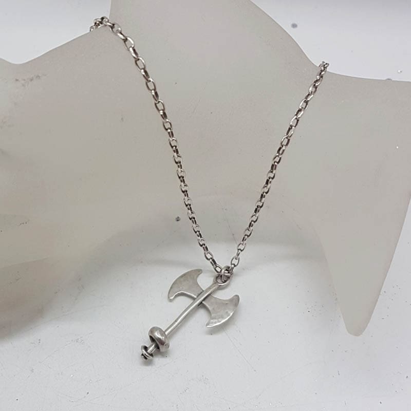 Sterling Silver Battle Axe Pendant on Silver Chain