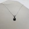 10ct White Gold Black Diamond Claw Set Solitaire Pendant on Gold Chain