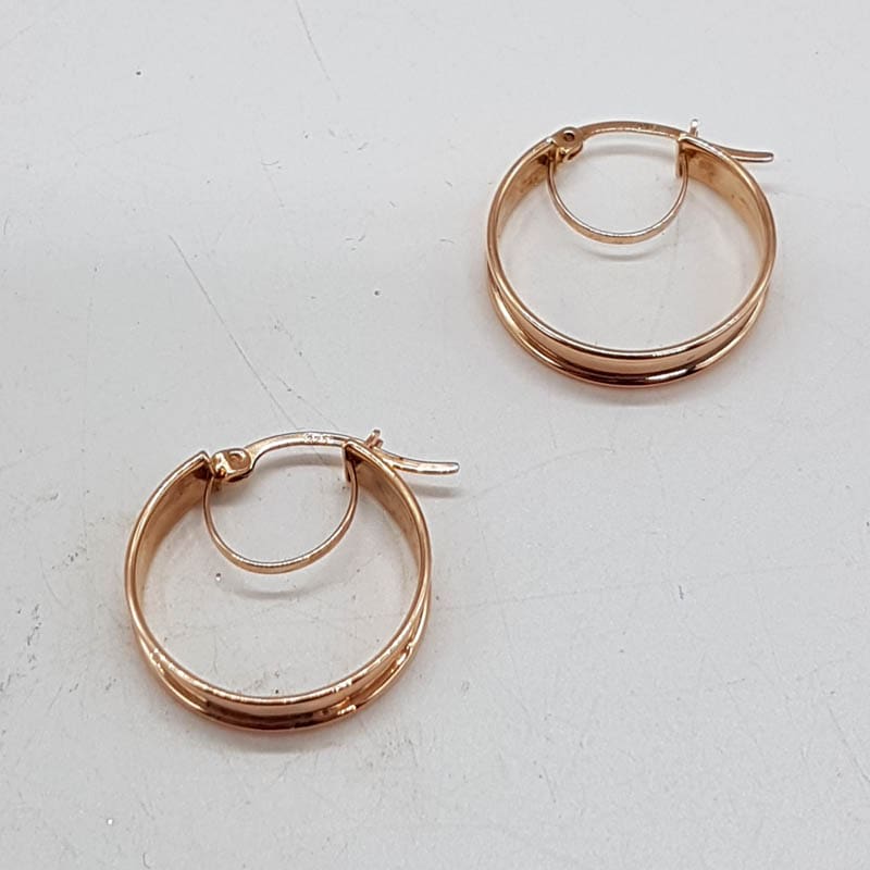 9ct Rose Gold Round Hoops Earrings