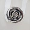 Sterling Silver Marcasite Large Rose Flower Ring