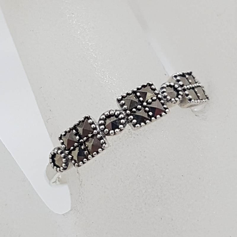 Sterling Silver Marcasite Squares Band Ring